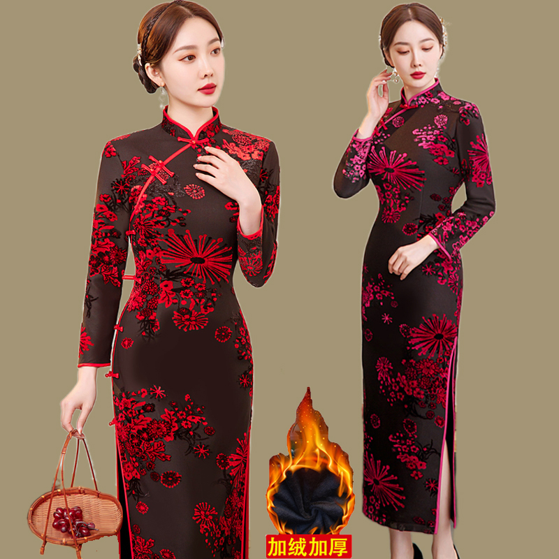 中国风日常长款改良旗袍气质礼服