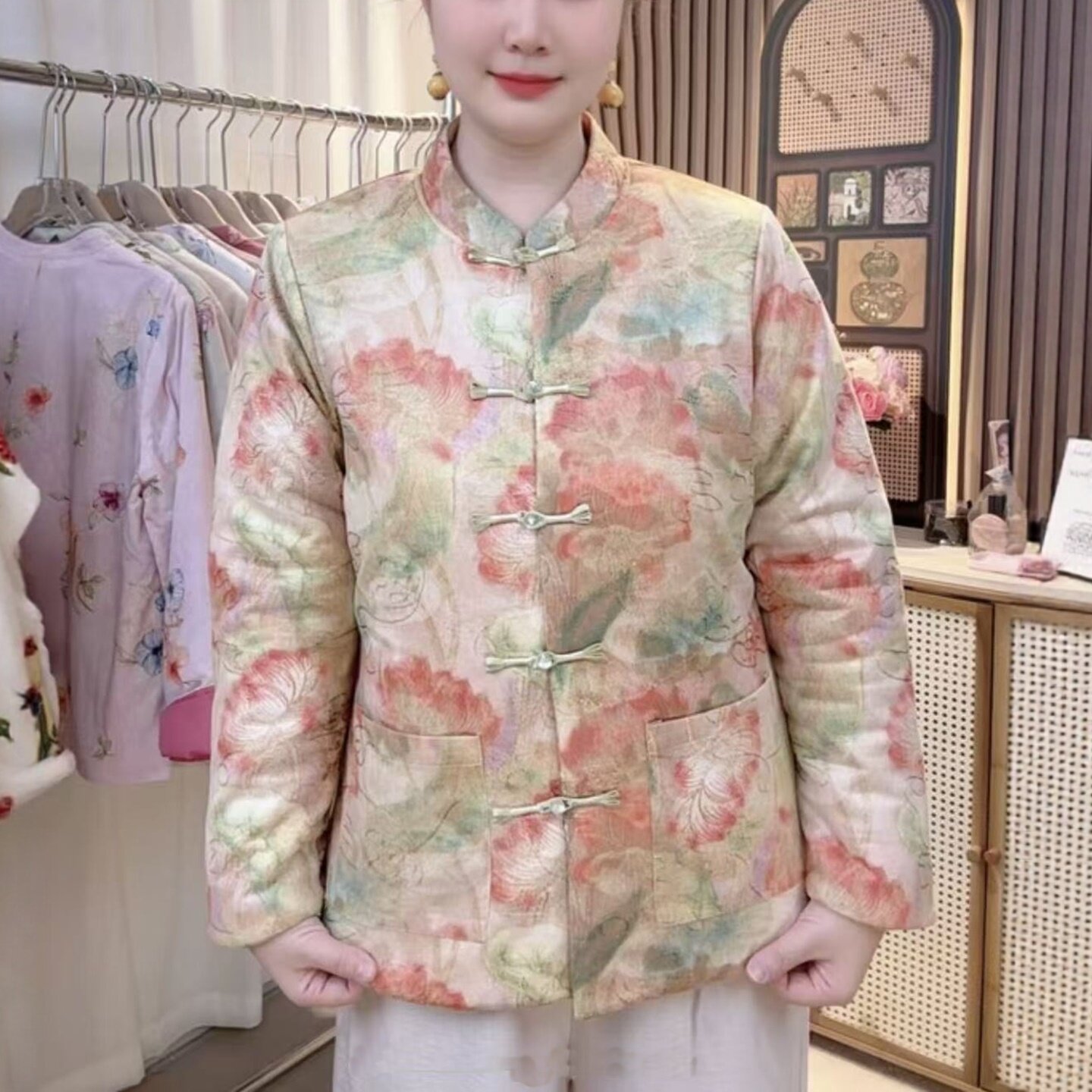 中国风复古盘扣立领唐装小棉衣女秋冬新款加厚保暖棉袄外套新中式