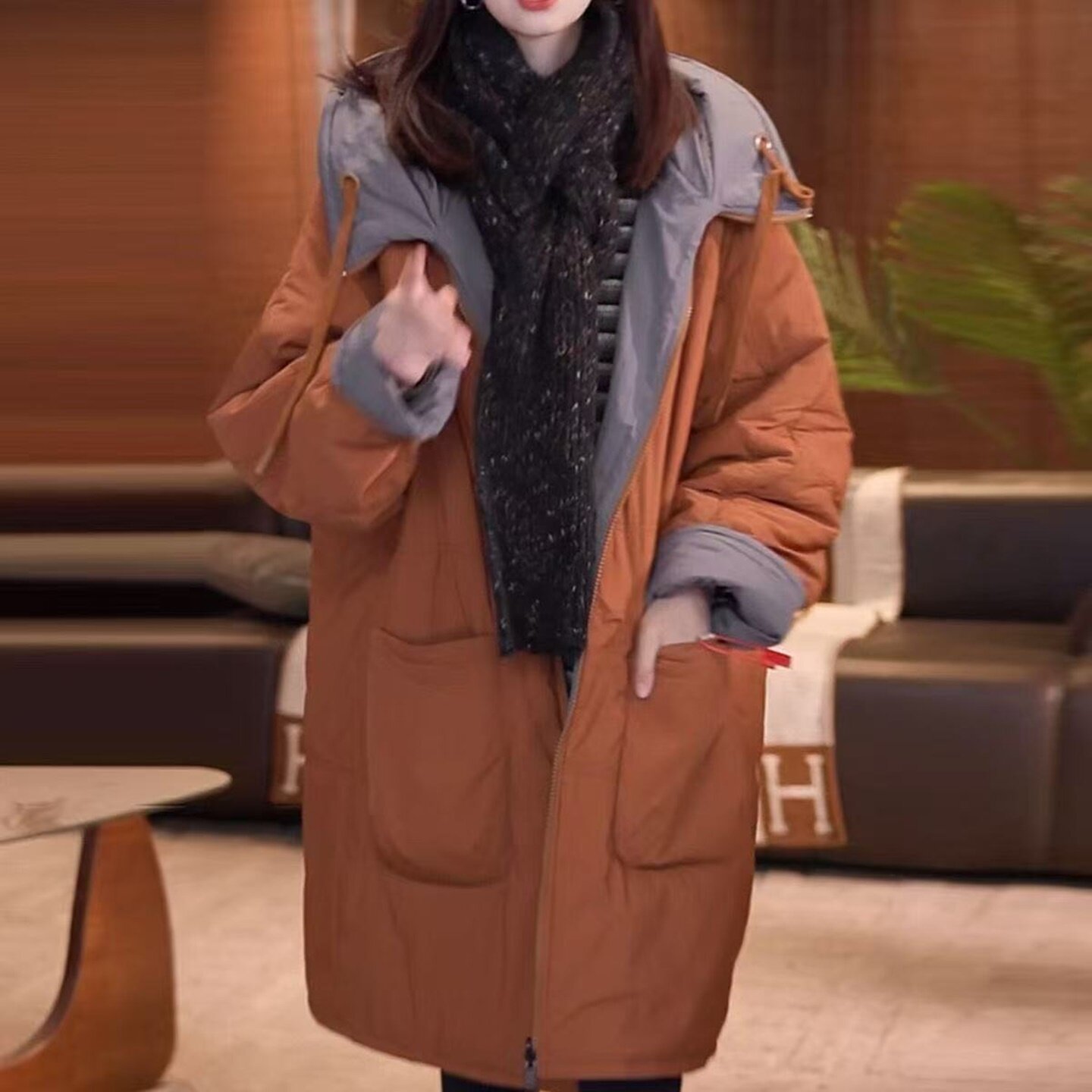 双面穿风尚连帽拉链棉服冬季新款