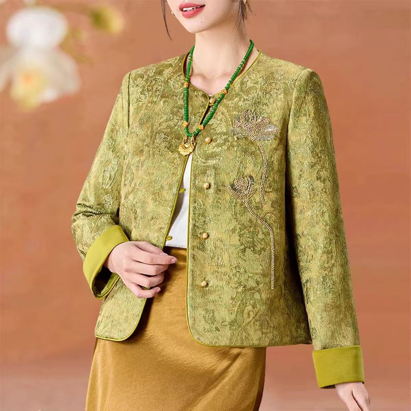 新中式妈妈春装洋气外套2026新款女气质纽扣开衫刺绣上衣减龄百搭