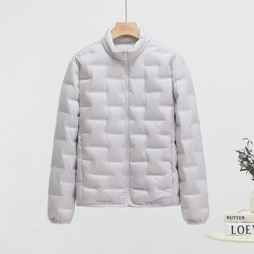 白鸭绒轻薄短款连帽保暖女羽绒服