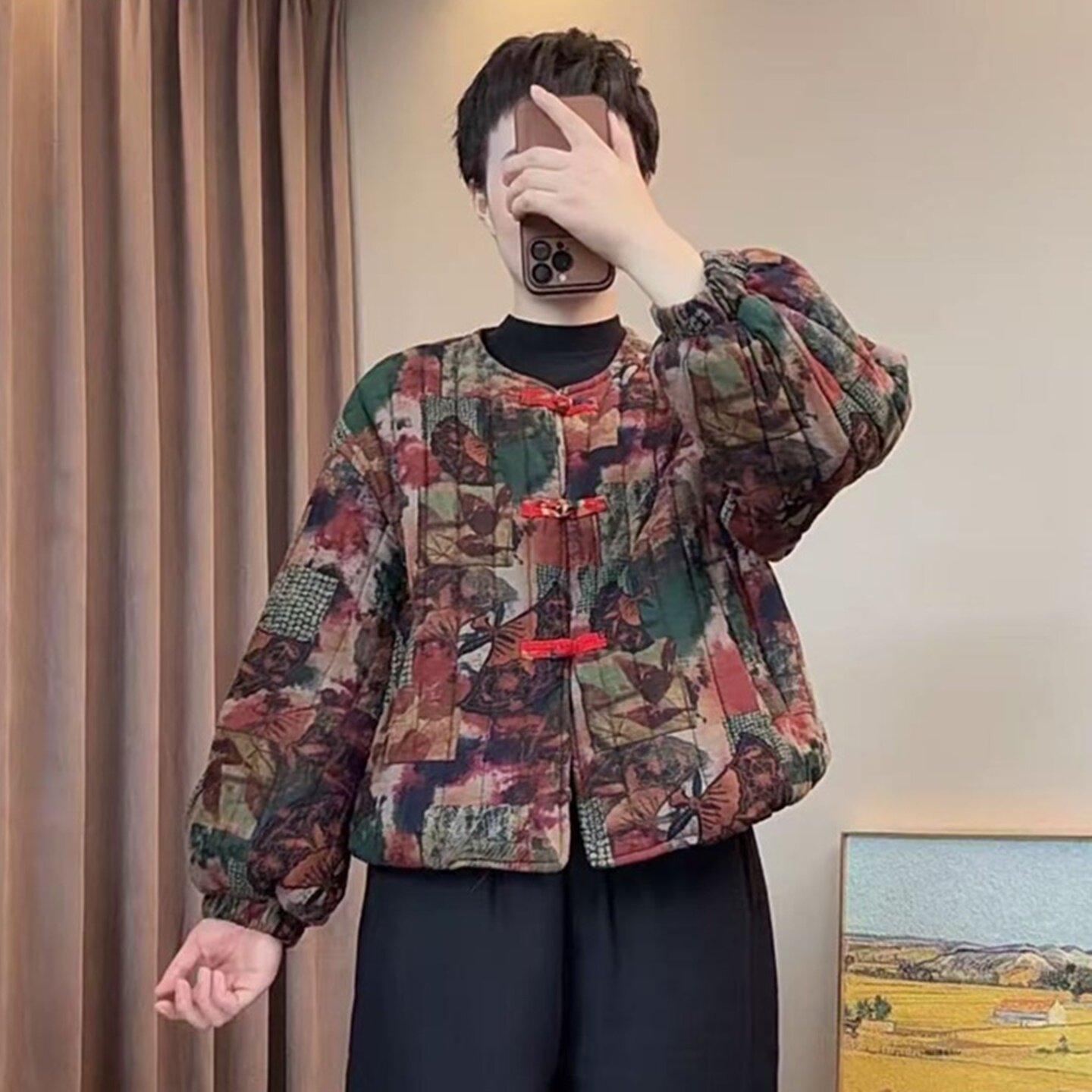 复古盘扣宽松短款加厚保暖棉衣女