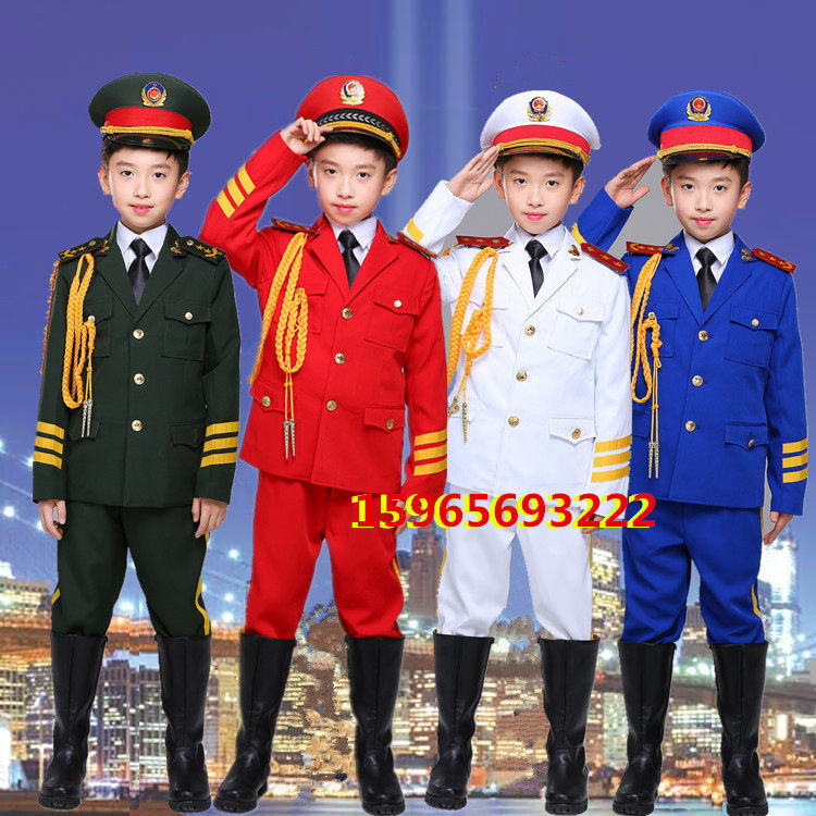 新款儿童军装升旗手服装中小学生国旗班仪仗队服装军鼓乐队套装