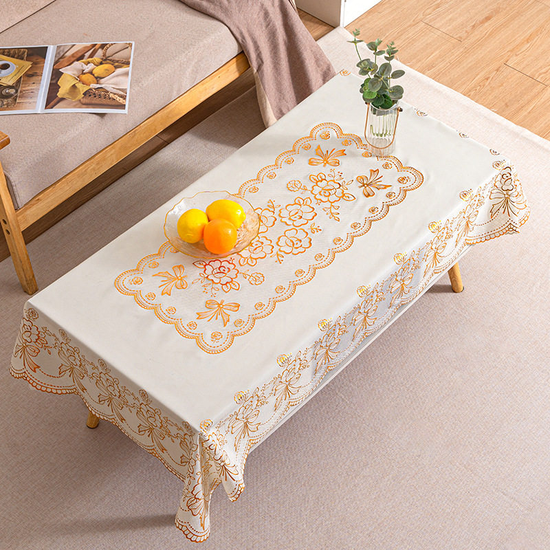 蕾丝PVC田园桌布防水防油防烫茶几桌布防滑餐桌垫八仙桌方形布艺