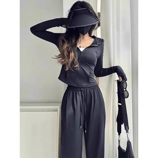 休闲运动冰丝防晒套装女2025新款夏季薄款防晒衣小个子时尚两件套