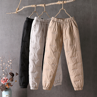 女士小脚百搭灯笼裤 显瘦防风保暖大码 女 女2025冬高腰修身 羽绒棉裤
