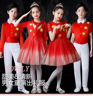 儿童合唱服学生演出服礼服女童蓬蓬裙小学生诗词朗诵大合唱表演服