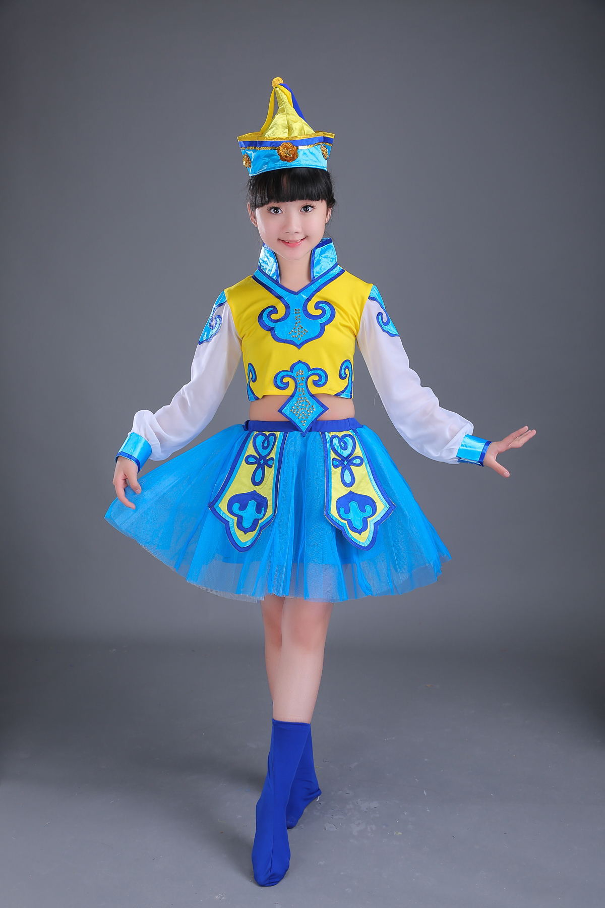儿童蒙古服蒙族女舞蹈表演服装男筷子舞马蹄哒哒舞动的旋律演出服