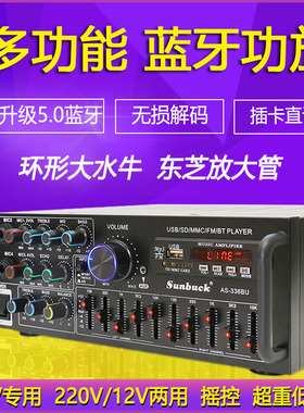 220V/12V功放机 家用卡拉OK功放机 大功率HIFI摇控蓝牙EQ均衡插卡