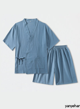 2025新款纯棉日式开衫系带汗蒸服