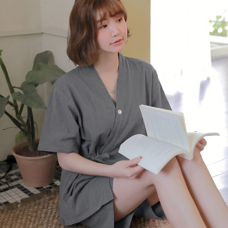 夏季薄款短袖收腰绑带汗蒸服女