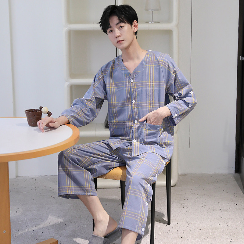 艾灸服男纯棉高档情侣长款按摩服