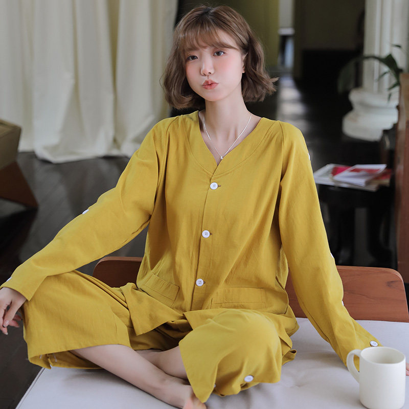 艾灸服纯棉长裤长袖前后开扣