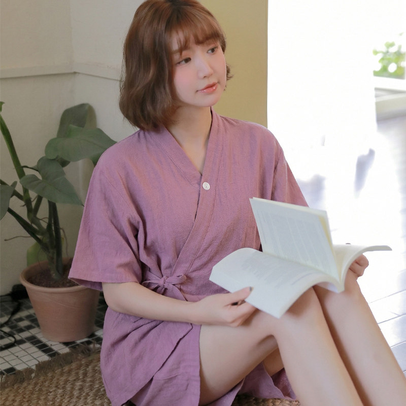 纯棉日式开衫高档情侣汗蒸服