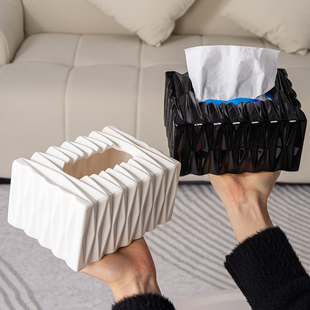 高级感纸巾盒现代陶瓷家用厕所卫生间客厅抽纸盒高档轻奢厚实不翻