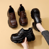 大码 34小码 女2026年新款 轻便显脚小软底单鞋 韩版 休闲厚底乐福鞋