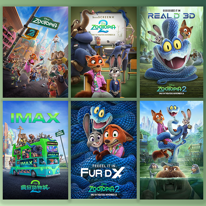 疯狂动物城2电影海报迪士尼动画周边卡片卧室宿舍装饰画墙贴