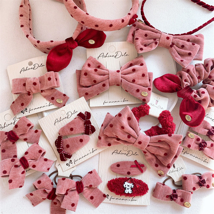 儿童粉色圆点蝴蝶结发夹发圈刘海夹发卡头箍扎头发皮筋头绳,饰品/流行首饰/时尚饰品新,发饰,淘宝优惠券,粉丝福利购,淘宝优惠卷