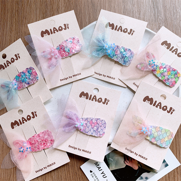 新款儿童发饰亮闪鱼尾碎发BB夹女童人鱼公主发卡宝宝刘海侧边发夹