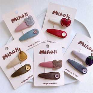 初秋新款儿童可爱卡通水果发夹纽扣水滴BB夹小女孩侧边刘海夹发卡