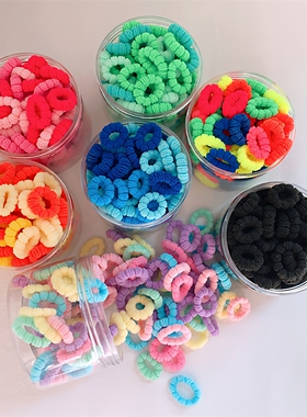 100根罐装儿童糖果色发圈婴儿不伤发头绳女宝宝扎头发毛巾圈发绳