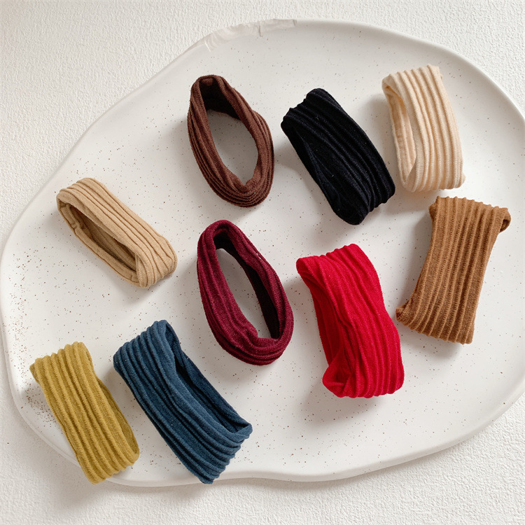 韩系条纹加粗毛巾圈高弹力无接缝发圈简约气质扎马尾皮筋头绳