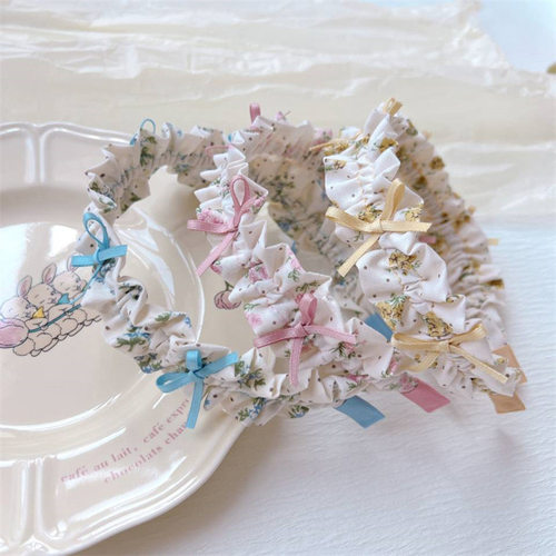 儿童蝴蝶结布艺褶皱发箍小清新甜美女孩碎花头箍头扣宝宝发卡头饰