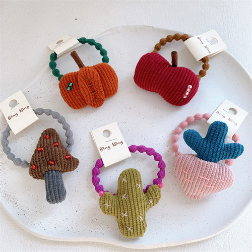 新款儿童蔬菜水果发圈甜美小女孩扎马尾皮筋头绳苹果萝卜发绳头饰