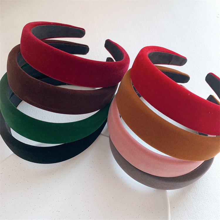 秋冬新款高颅顶绒布宽边海绵发箍女洗脸压发头箍亲子外出发卡头扣