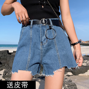 CX8020# 最便宜服装批发 黑色牛仔短裤女高腰显瘦a字宽松阔腿裤毛边韩版学生百搭热裤ins潮