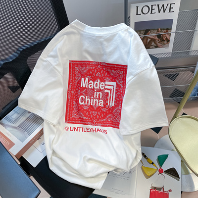 出口外贸大牌尾货清仓捡漏~美式复古纯棉印花短袖T恤男女同款上衣