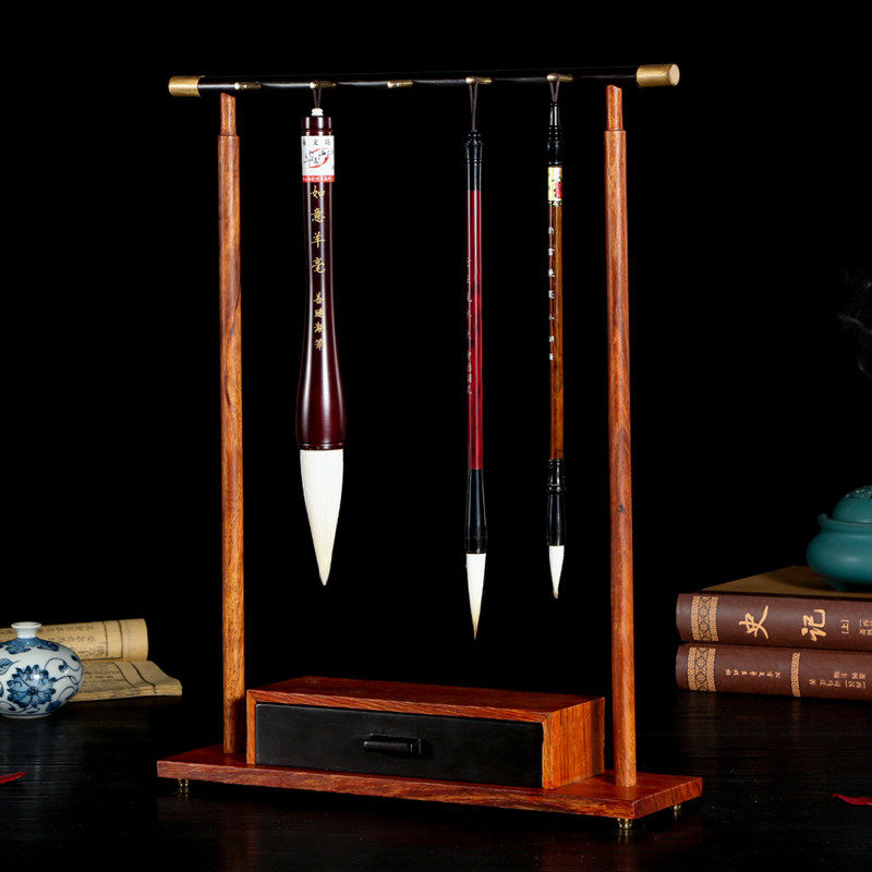 红木创意毛笔架笔挂 实木质酸枝木毛笔架子笔挂 文房四宝书法用品