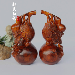 红木葫芦摆件福到葫芦实木工艺品家居客厅玄关办公室摆件商务礼i.