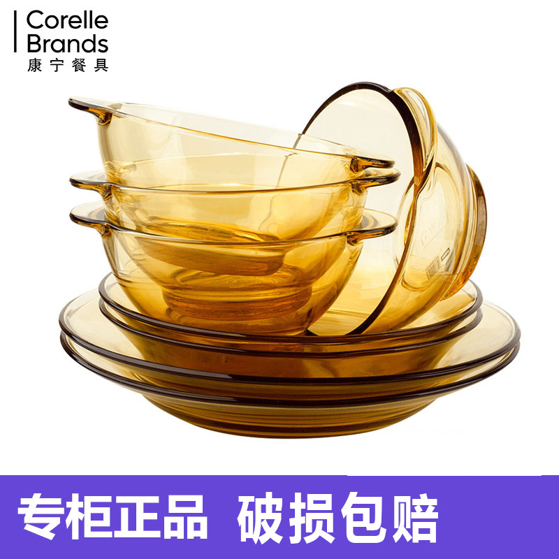 美国康宁Pyrex餐具 家用耐热玻璃餐具 饭碗 深碟 浅碟 面碗等套装图片