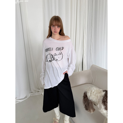 Rockrio Rarelicold【doodle&cargo】素描斜肩混纺羊毛长袖