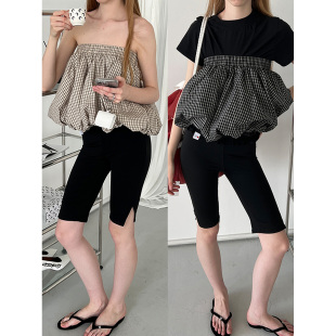 蓬松格纹花苞裙 多种穿法 Rockrio Rarelicold