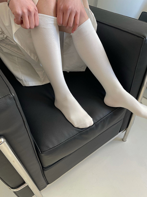 纯色小腿袜堆堆袜棉女