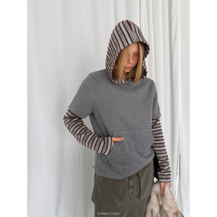 连帽插袋假两件长袖 Rockrio Rarelicold