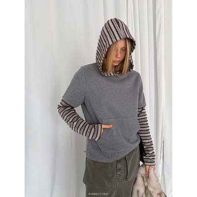 Rockrio Rarelicold 连帽插袋假两件长袖