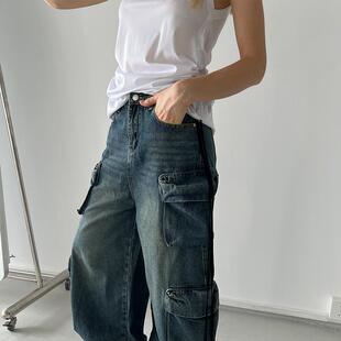 阔腿牛仔裤 多口袋弯刀工装 Rarelicold Rockrio