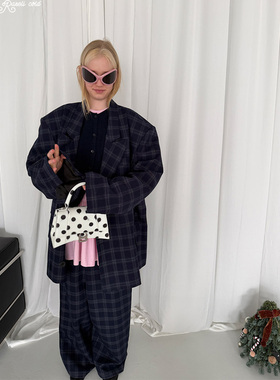 Rockrio Rarelicold  藏青色格纹西装套装