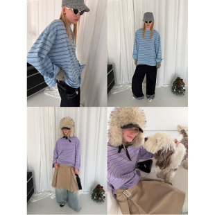 T恤 条纹垫肩长袖 Rockrio Rarelicold