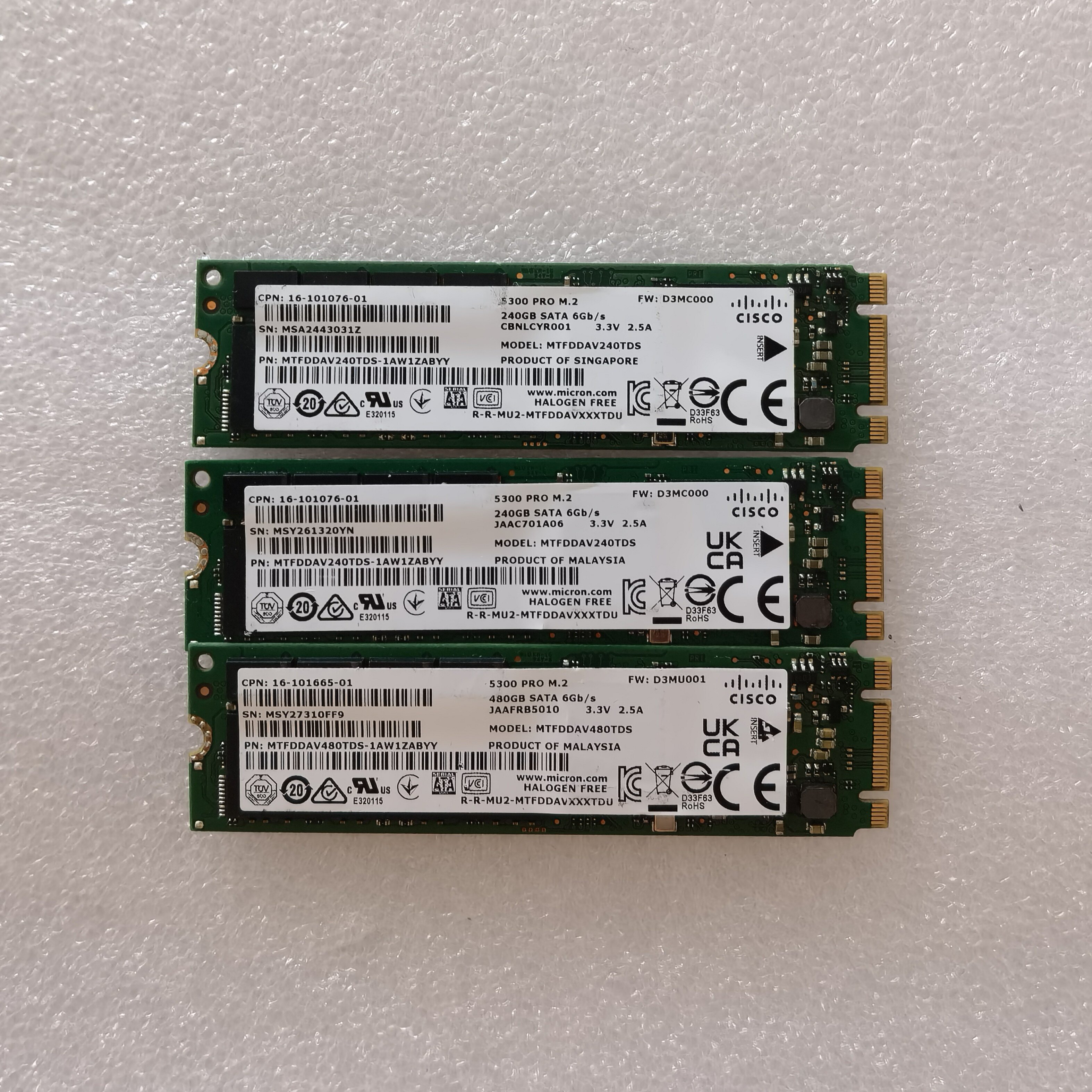 镁光5300 PRO 240G M.2 SATA企业级服务器固态硬盘2280思科定制版