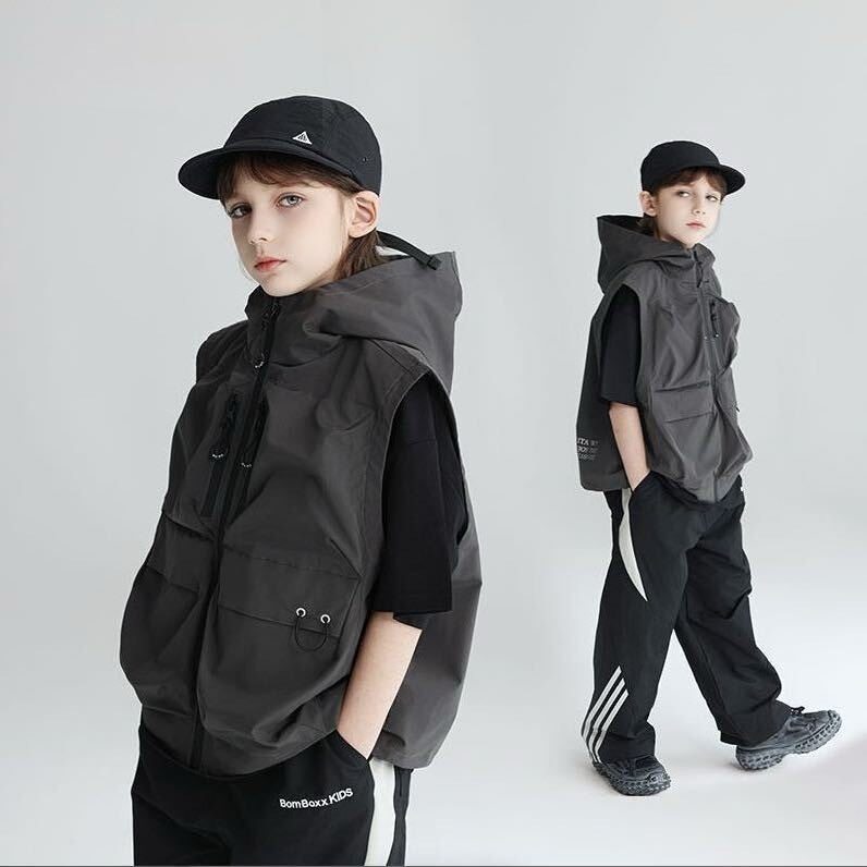 男童工装马甲春秋季连帽马夹2025新款宝宝儿童户外背心外套潮,童装/婴儿装/亲子装,马甲,淘宝优惠券,粉丝福利购,淘宝优惠卷