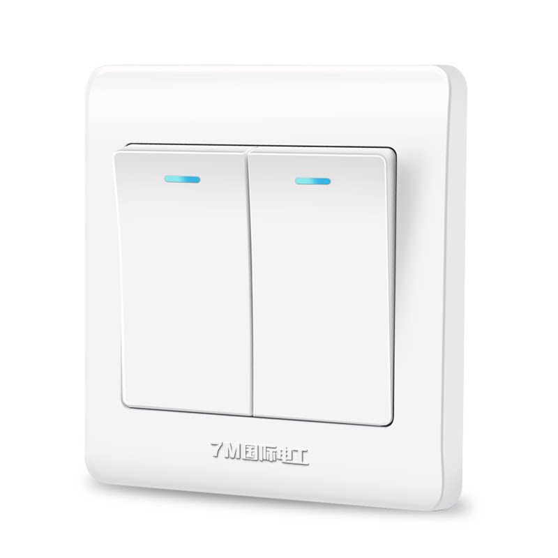 86型二开单控开关 雅白 暗装2开单控开关