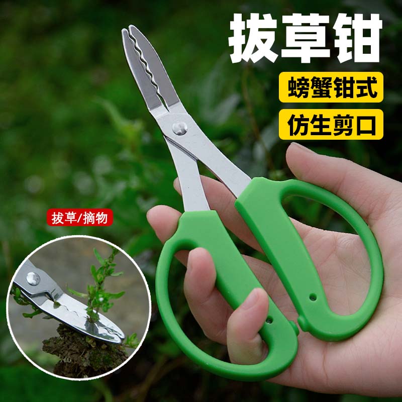 日式除草夹剪刀钳杂草拔小型盆栽