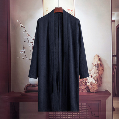 中国风男装棉麻中长款汉服