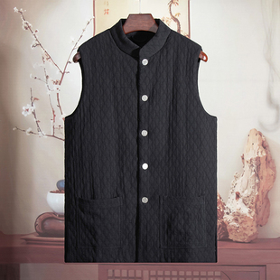由天丨中国风保暖马甲复古男装提花新中式坎肩男士无袖棉服外套
