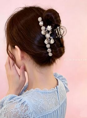 韩版新款时尚花朵抓夹气质发夹后脑勺盘发夹鲨鱼夹发抓女百搭发饰