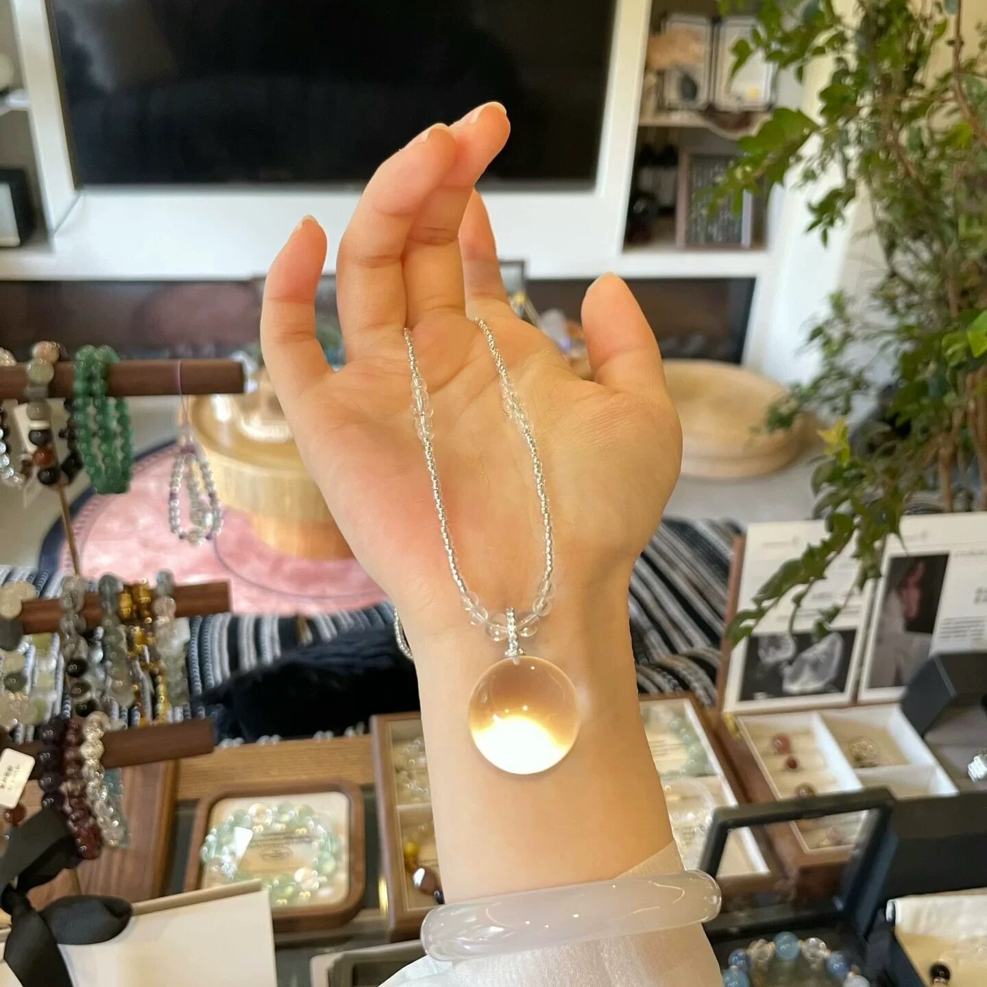 毕业级清冷感美到发光天然白水晶转运珠项链女轻奢高级感毛衣链